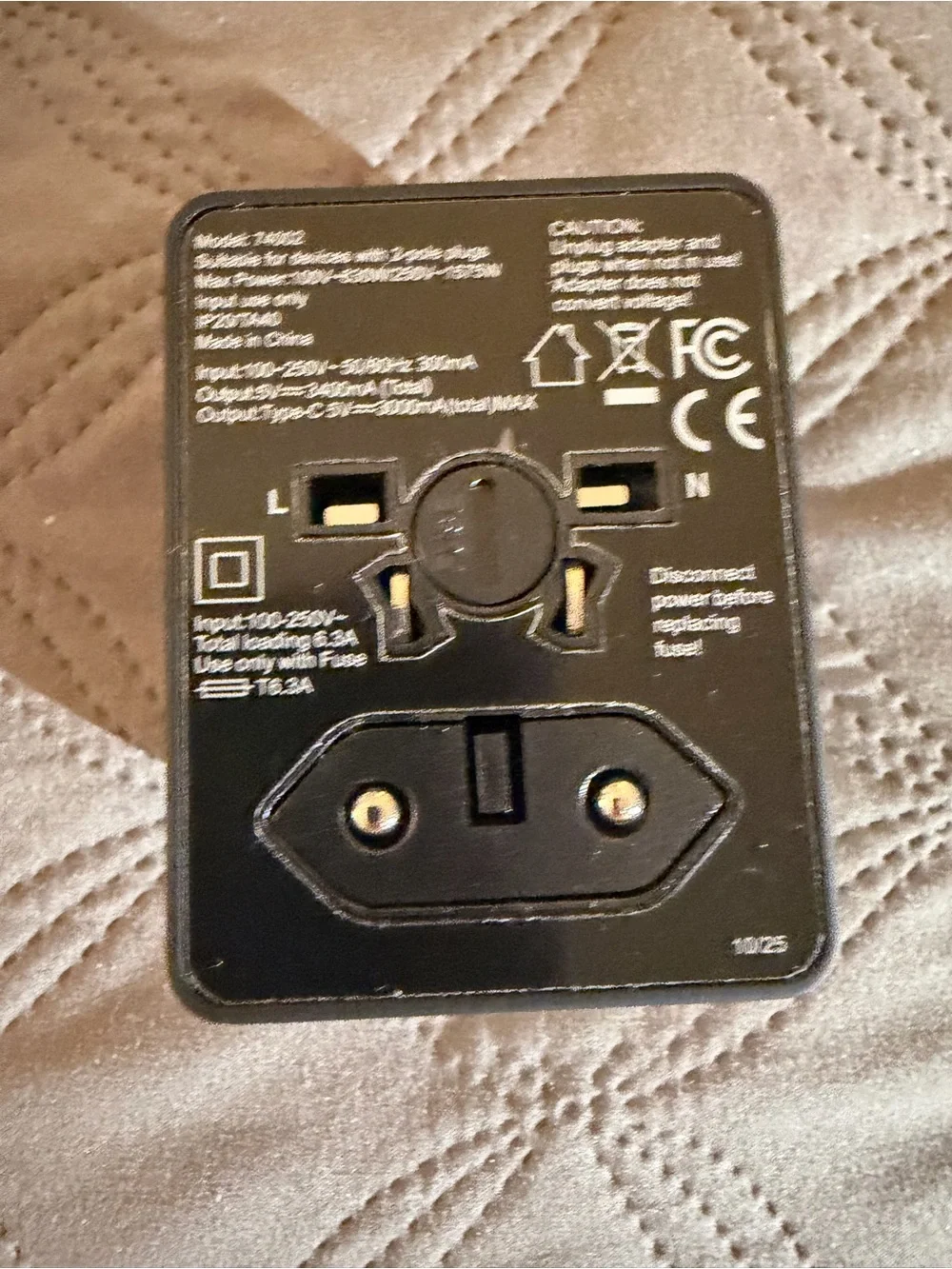 Protegé Black All‑in‑One Travel Power Adapter with USB-A and USB-C